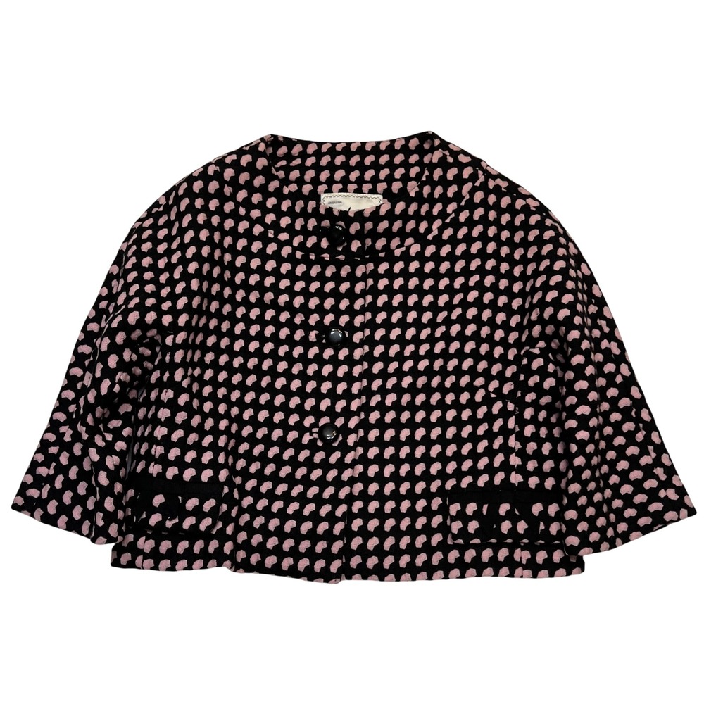 Milly of New York‎ Pink Black Preppy Academia Wool Cropped Luxury Blazer Size 10